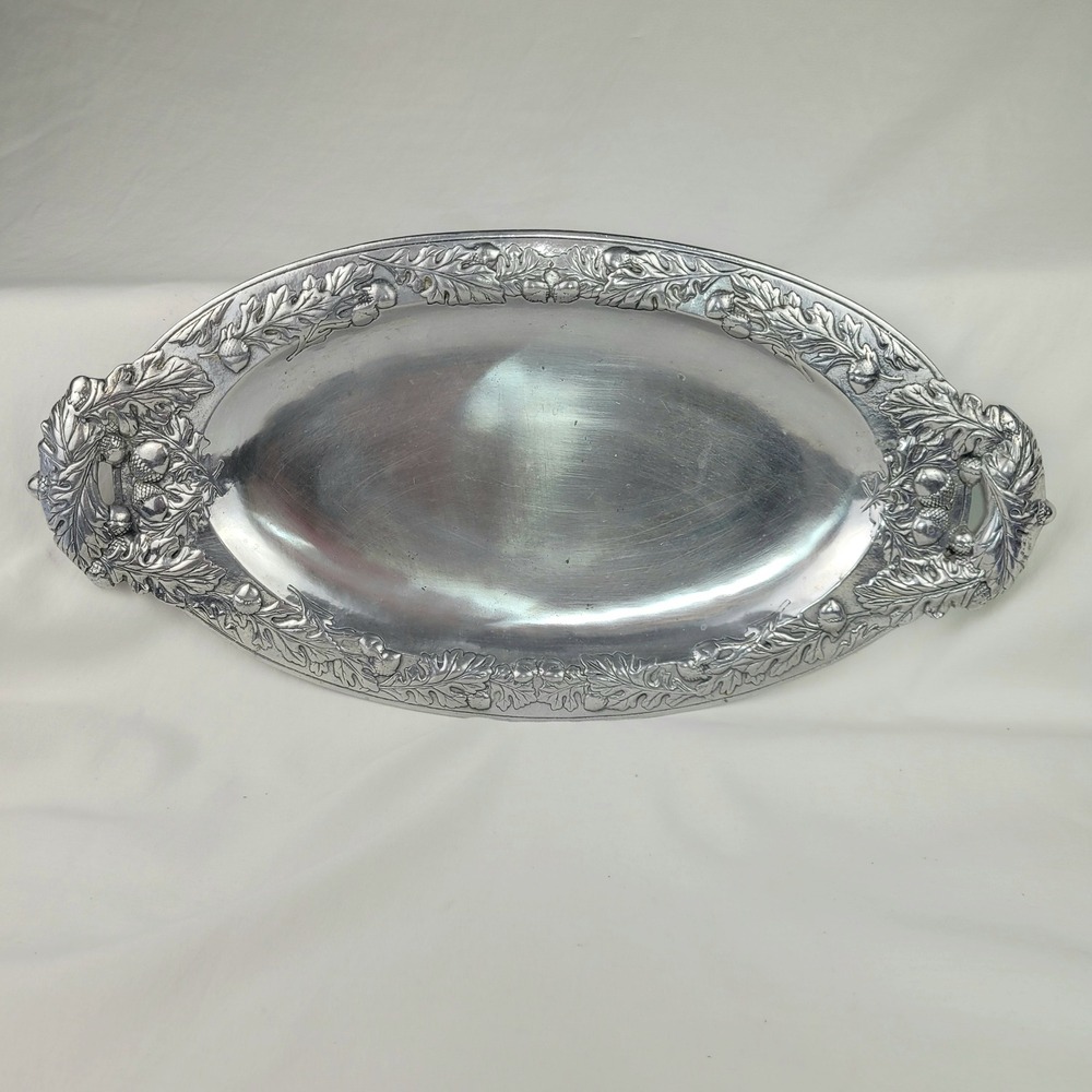 Arthur Court 1987 Vintage Aluminum Oak Leaf Acorn Oval Serving Tray